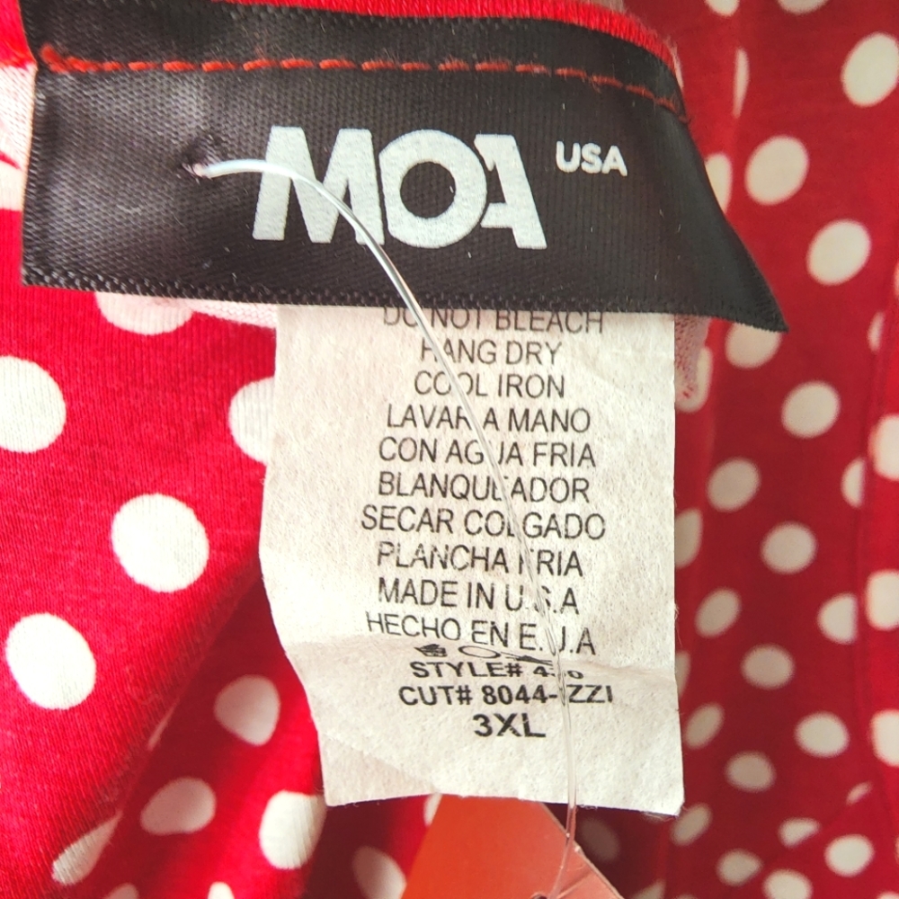 MOA Red w/ White Polka Dots Tank Top Grey Panels Plus Size 3xl NWT - Picture 7 of 8